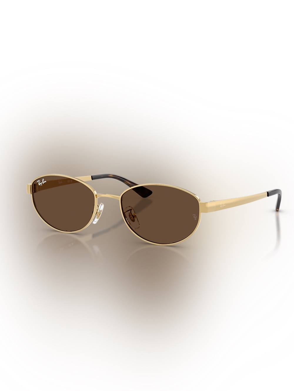 Ray-Ban RB3774D Gold Frame Brown Lens Oval Sunglasses